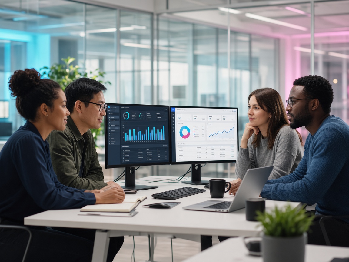 Nayel Solutions engineers collaborating on enterprise software